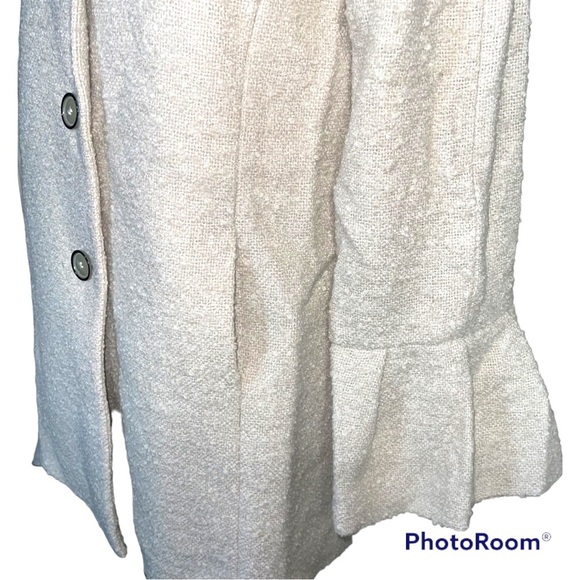 Zara cream tweed coat with bell sleeve Small - Picture 3 of 7